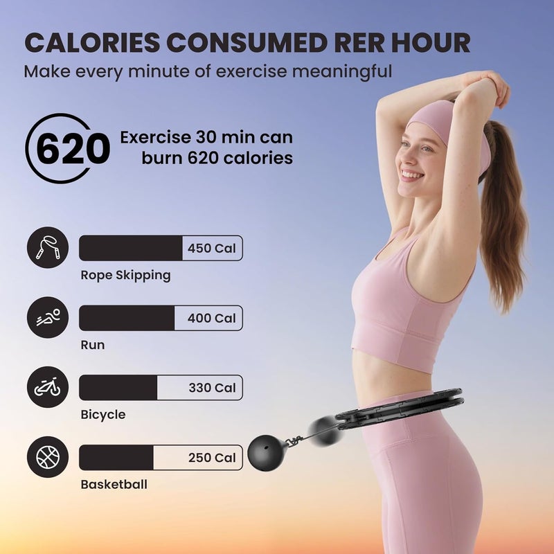 Fikswe Weighted Infinity Exercise Hoop - 64in 30 Links Smart Hoop for Adult Weight Loss, Plus Size Low-Impact Fitness Hoop for Beginners & Women​ - Image 3